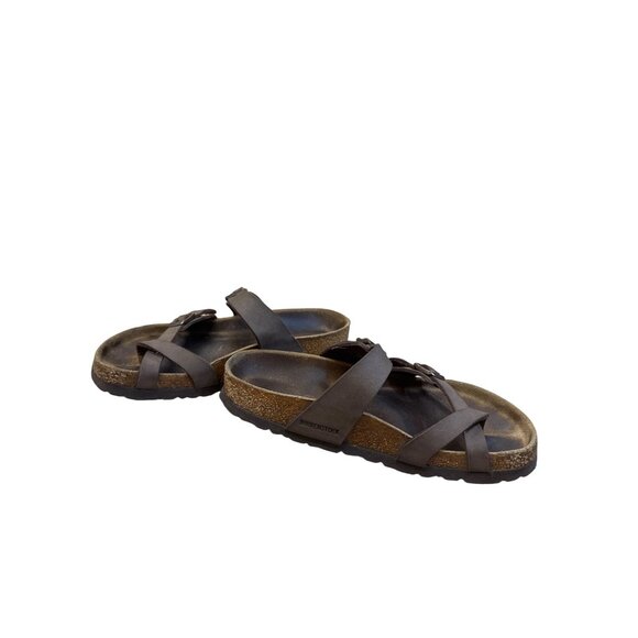 Birkenstock Womens Brown Leather Slip Sandals Size 6 SKU 8196 - Picture 2 of 10